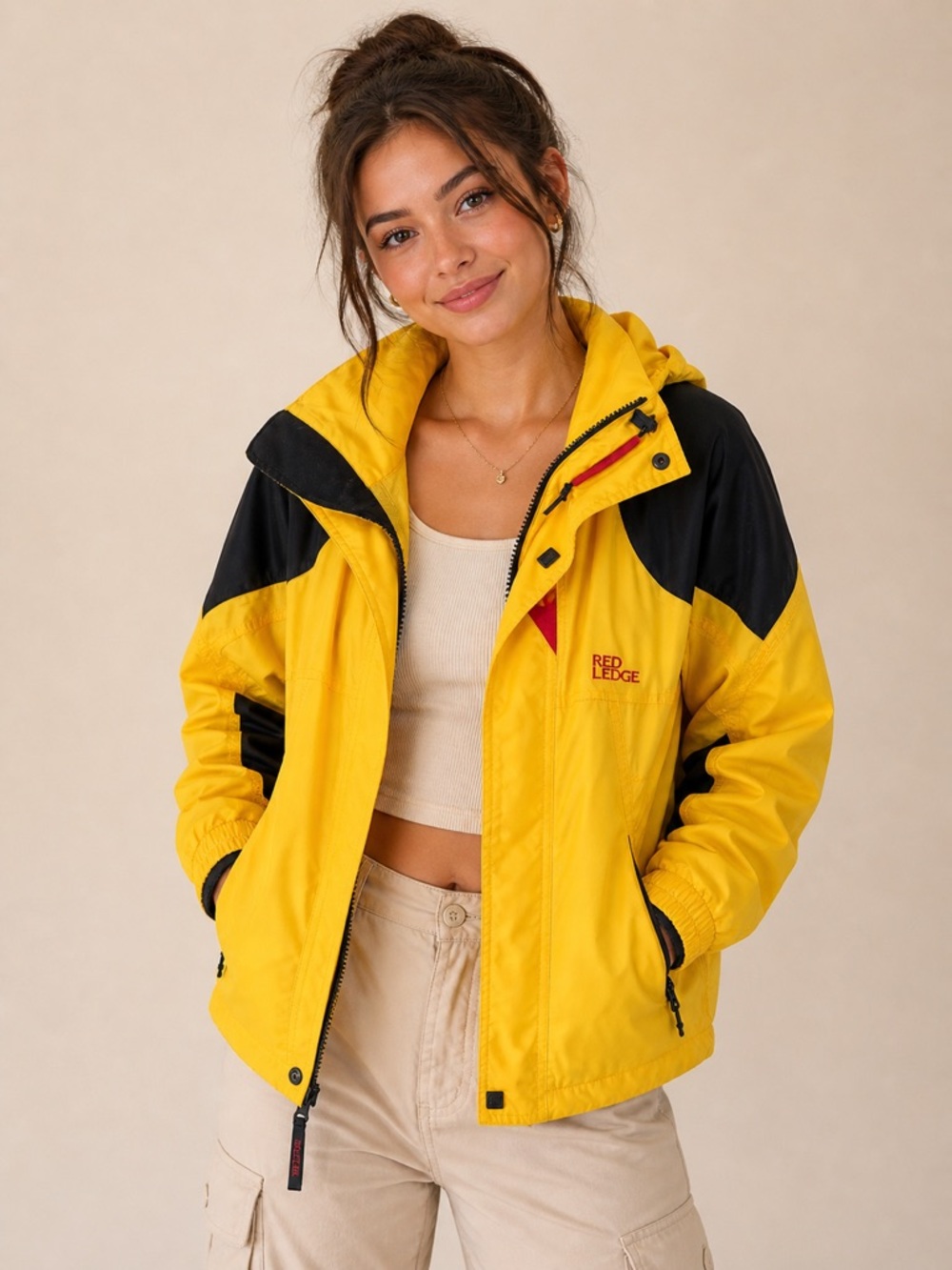 Red Ledge Women's Yellow & Black Hooded Ski Jacket